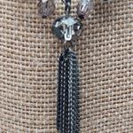 EXPRESS  Gray Gun Metal Multi Strand Smokey Beaded Necklace Tassel Accent 16" Photo 4