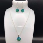 Blue Green Resin Rhinestone Jewelry Set Photo 4