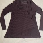 Eileen Fisher | 100% Wool Chocolate Brown Open-Front Longline Cardigan | Small Photo 1