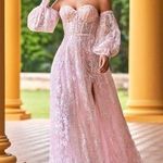 Sherri Hill 55017 Blush Pink Removable Sleeve Gown 0 NWT Photo 0
