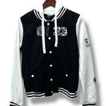 New Look Varsity Hoodie Jacket XL Black White Letterman Preppy Y2K Skater Sporty E-Girl Photo 0
