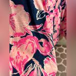 Lilly Pulitzer Pink and Blue Floral and Ruffle Midi dress navy blue hot pink Photo 13