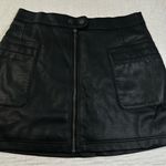 Free People Vegan Leather Black A-Line Zip Front Mini Skirt Photo 6