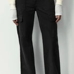 ZARA  | TRF Straight Cargo Wide Leg Pants Jeans in Black Size‎ 6 Photo 0
