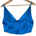 Garage  Crop Top Womens L Blue Satin V-Neck Smocked Going Out Festival Clean Girl Photo 1