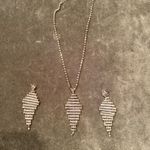 BOUTIQUE Rhinestone Raindrop Necklace and Earrings Silver Photo 5