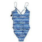 Nicole Miller Nicole Miller Studio Women's One Piece Size XL Swimsuit Blue Tie Dye Slimming Photo 3