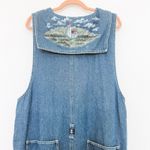 VTG HAIKS Womens Denim Maxi Dress XL Nautical Lighthouse Painted 90s Coastal Blue Size undefined Photo 6