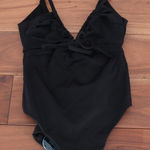 ASOS DESIGN Black V Neck Tie Front One Piece Swimsuit Bathing Suit US 2 Photo 0