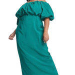 ASOS NWT Design Curve Emerald Green MIDI Dress Off Shoulder Puff Sleeve 18 Green Photo 0