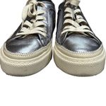  ALL SAINTS Metallic Pewter Silver Milla Leather Platform Sneakers Size Photo 4