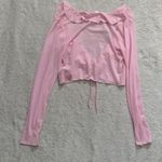 VICI Blue Blush | Pink Tie Front Ruffle Top Photo 2