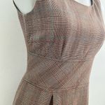 Apostrophe Plaid Stretchy Sheath Dress Brown Blue Size 4 Sleeveless Photo 2