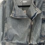 ZARA  Denim Moto Zip Up Cropped Jacket  Photo 3