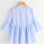 SheIn Light Blue Gingham Ruffle Sleeve Blouse • Size M • Summer, Yacht, Boat style Photo 3