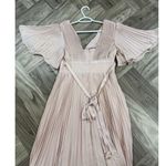 ASOS DESIGN blush pleated wrap waist maxi bridesmaid dress with bell sleeves 8 Photo 11