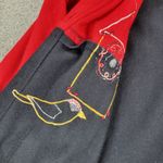 At Ease Women's Wool Cardinal Jacket 1X Red Black Collared Embroidered Patchwork Photo 7