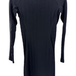 Rag and Bone  Black Textured Ribbed Fitted High Neck Long Sleeve Bodycon Mini Dress Photo 0