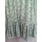 Zaful  Tank Sz 4 Small Green Floral‎ Ruffled Pleated Button Adjustable Straps Photo 3