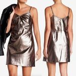 1. State NEW NWT  Spaghetti Strap Metallic Slip Dress Silver Vegan Faux Leather 2 Photo 1