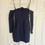 Camila Coelho  Victorya Mini Dress Navy XS Embellished Off Shoulder Long Sleeve Photo 10