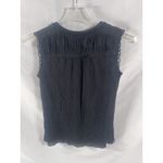 Tory Burch  Women Sheer Lined Silk Beaded Sleeveless Blouse Top Black Size 2 Photo 2