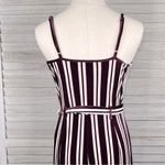 Forever 21  Velour Wide Leg Jumpsuit Burgundy/White Stripes-Medium Photo 4