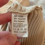 Kirundo Cut Out Sweater Womens Large Beige Ribbed Knit Pullover Long Sleeve Top Tan Photo 5