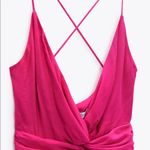 ZARA MIDI V-NECK DRESS w/ Knot Spaghetti Straps Slit Hem Pink Size XS NEW Photo 8