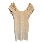 Free People Bringing Sexy Back Champagne Textured Beaded Mini Dress - size Small Photo 2