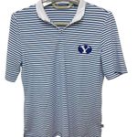 Cutter and Buck BYU  Navy Striped Virtue Eco Pique Top Women’s 1/4 Zip Petite Small Photo 1
