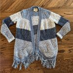 Lucky Brand  Cotton Wool Blend Western Cardigan Blue Women’s Medium Fringe Photo 0