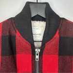 Madewell  Red Black Buffalo Plaid Fleece Lined Vest Size S Photo 5