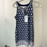Magnolia Grace Embroidered Trim Knit Dress navy blue/white Sleeveless Size S Blue Photo 2