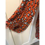 Edge  Animal Print Rust Orange Blue V Neck‎ Blouse Size Large NWOT Photo 1