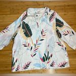 Cynthia Rowley Womens 100% Linen V-Neck Tropical Leaf Print Graphic Shirt |Sz:1X Photo 10