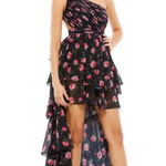 Mac Duggal  One shoulder Ruffled Rose Print layered high low dress 70246 Photo 0