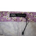 ZARA  Womens M High Waisted Lilac Floral Flare Cropped Pants Photo 9