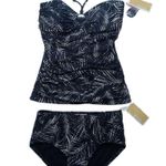 Michael Kors Women's SMALL Logo Ring Shirred Tankini Swimsuit 2 Piece Set NEW Photo 0