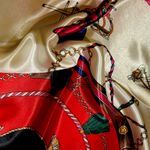 Vintage Royal EQUESTRIAN Horses and Carriages oversized square Silky Scarf 35/35 Multiple Photo 11