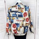 Oleg Cassini Vintage  Tropical Floral Print Silk Windbreaker Track Jacket Large Photo 3