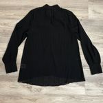 Everleigh Black 1/2 Button Front Sheer Crepe Women's Long Sleeve Blouse Size XS Photo 4