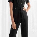 & Other Stories & other stories classic black belted short sleeve lyocell jumpsuit size 4 Photo 2