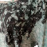 Miss Me Scoop Neck Drop Sleeve Sweater in Turquoise and Black, Sz M Photo 10