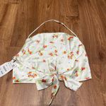 ZARA Blogger Favorite Satin Effect Floral Drape Neck Halter Crop Top Size Small Photo 1