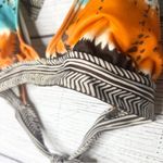 Billabong  Colorful Tie-Dye Halter Bikini Top Size Large Brown Orange Blue Green Photo 3