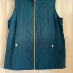 Susan Graver  Teal Quilted Vest with Gold Details Photo 2