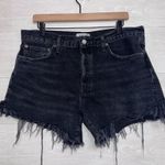 AGOLDE Parker Long Cutoff Shorts Black Denim High Rise Distressed Raw Hem 31 Photo 1