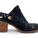 A.S.98 Black Leather Mules Silver Studded Heeled Shoes Boho Cottage EU Size 36 Photo 5