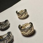 Lot of 2 rhinestone Clip On Half Hoop Earrings 1 Gold Tone 1 Two Tone Photo 3